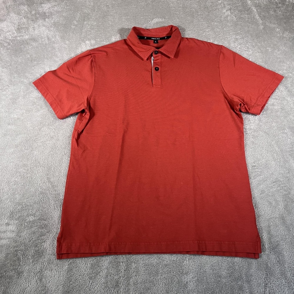 Public Rec Go To Polo‎ Shirt Mens Large Red Pima Cotton Stretch Golf Performance